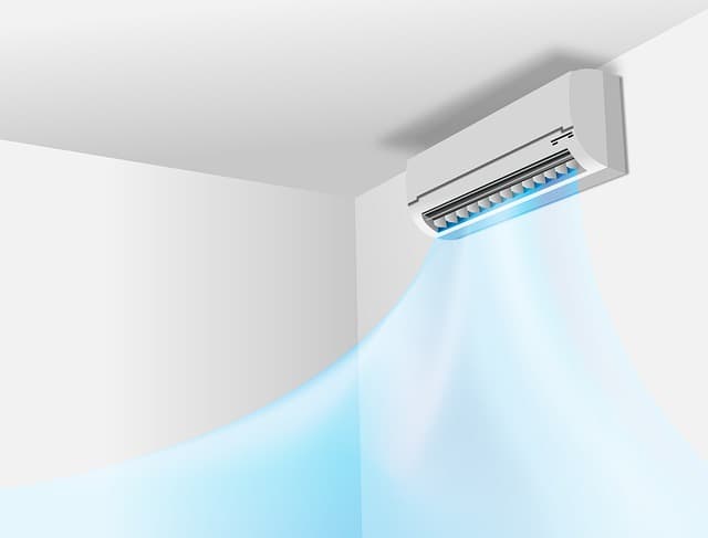 Ductless unit mounted on wall