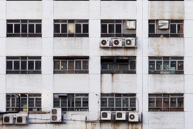 building with window ac units