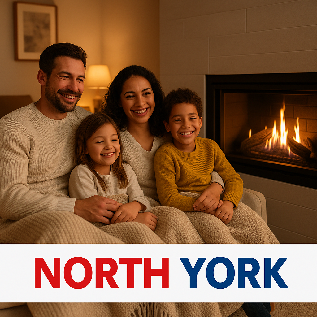 North York family enjoying warmth after fireplace repair